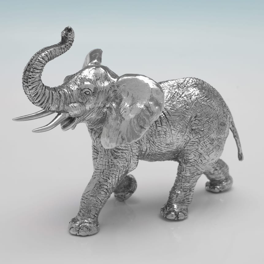 Sterling Silver Elephant Model - hallmarked in 1994 London - Elizabeth II