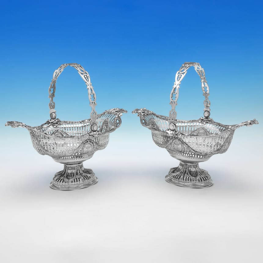 Antique Sterling Silver Baskets - George Fox Hallmarked In 1882 London - Victorian - Image 1