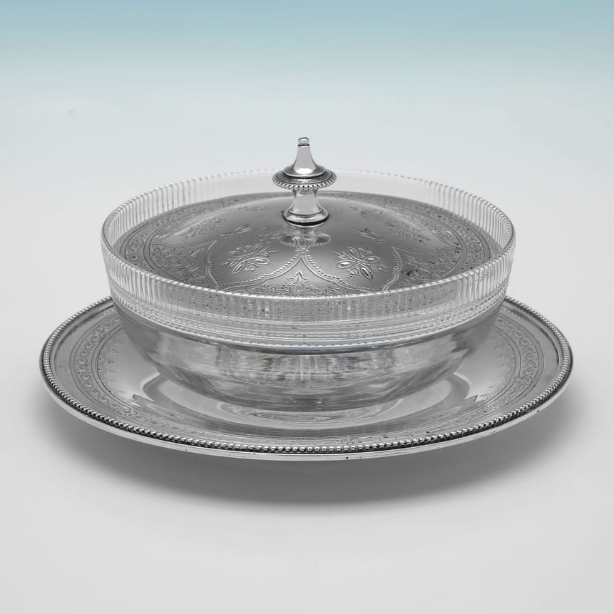 Antique Sterling Silver Butter Dish - Henry Wilkinson & Co. Hallmarked In 1874 Sheffield - Victorian - Image 1