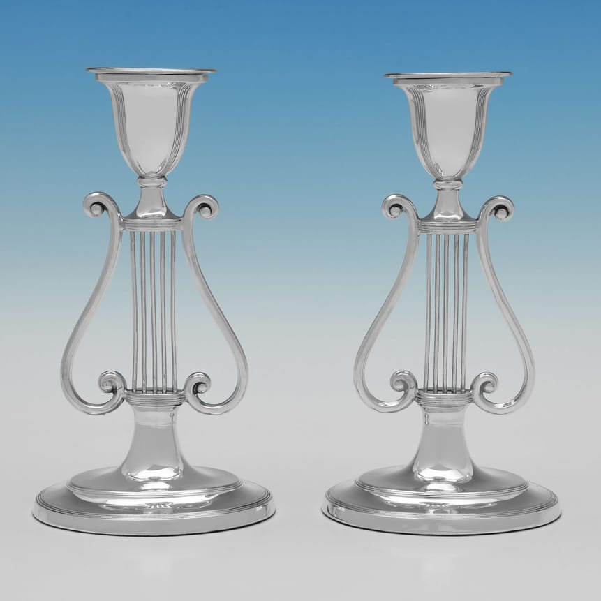 Antique Sterling Silver Pair Of Candlesticks - C. C. Pilling Hallmarked In 1911 London - George V - Image 1