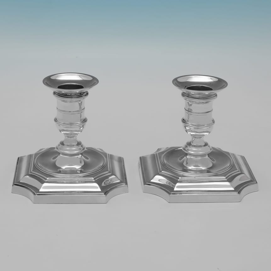 Antique Sterling Silver Pair of Candlesticks - Hawksworth Eyres & Co., hallmarked in 1903 Sheffield - Edwardian