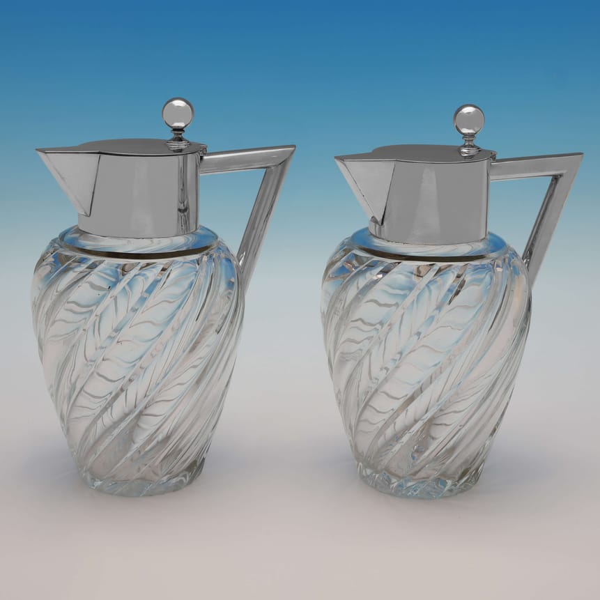 Antique Foreign Silver Pair Of Claret Jugs - Unknown Made Circa 1910 Unknown - Edwardian - Image 1