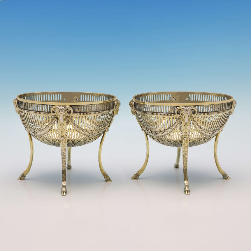 Antique Sterling Silver Pair Of Dishes - Francis Boone Thomas Hallmarked In 1887 London - Victorian - Image 1