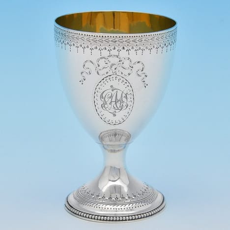 Antique Sterling Silver Goblet - Walter Brind Hallmarked In 1782 London - Georgian - Image 1