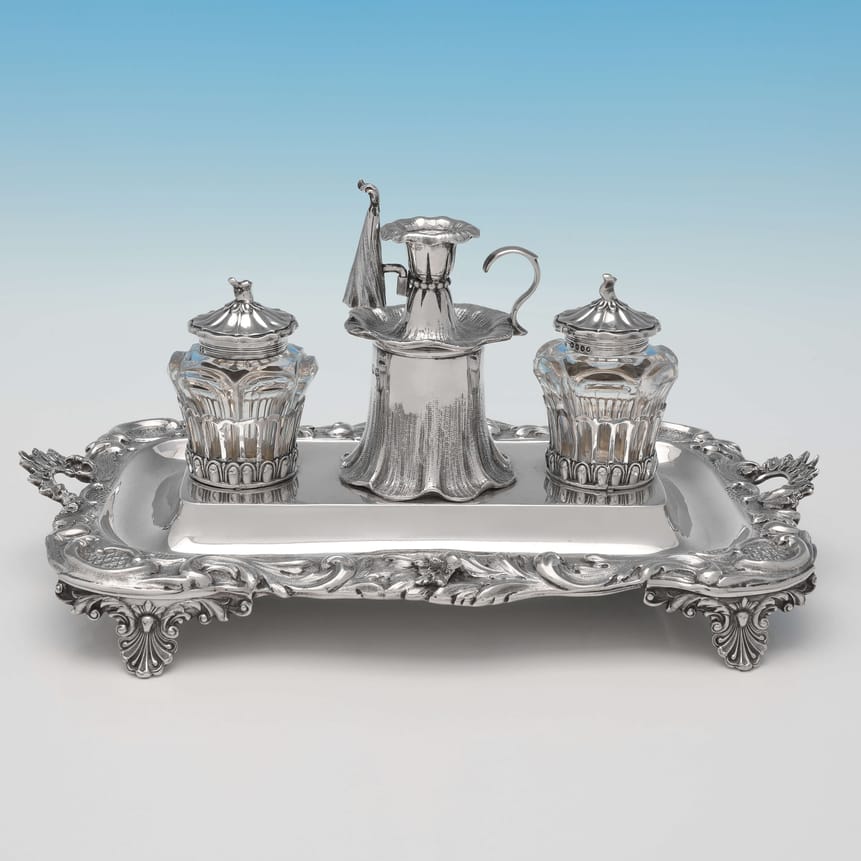 Antique Sterling Silver Ink Stand - Charles & George Fox Hallmarked In 1846 London - Victorian - Image 1