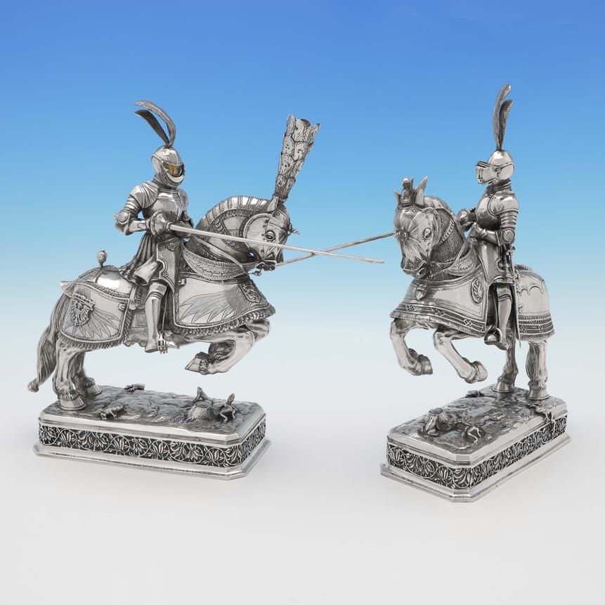 Sterling Silver Knights On Horseback - Israel Segalov Hallmarked In 1927 London - George V - Image 1