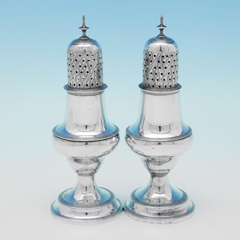 Antique Sterling Silver Pair Of Pepper Pots - Charles Chesterman Hallmarked In 1792 London - Georgian - Image 1