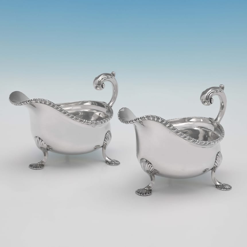 Antique Sterling Silver Pair Of Sauce Boats - Lambert & Co. Hallmarked In 1896 London - Victorian - Image 5