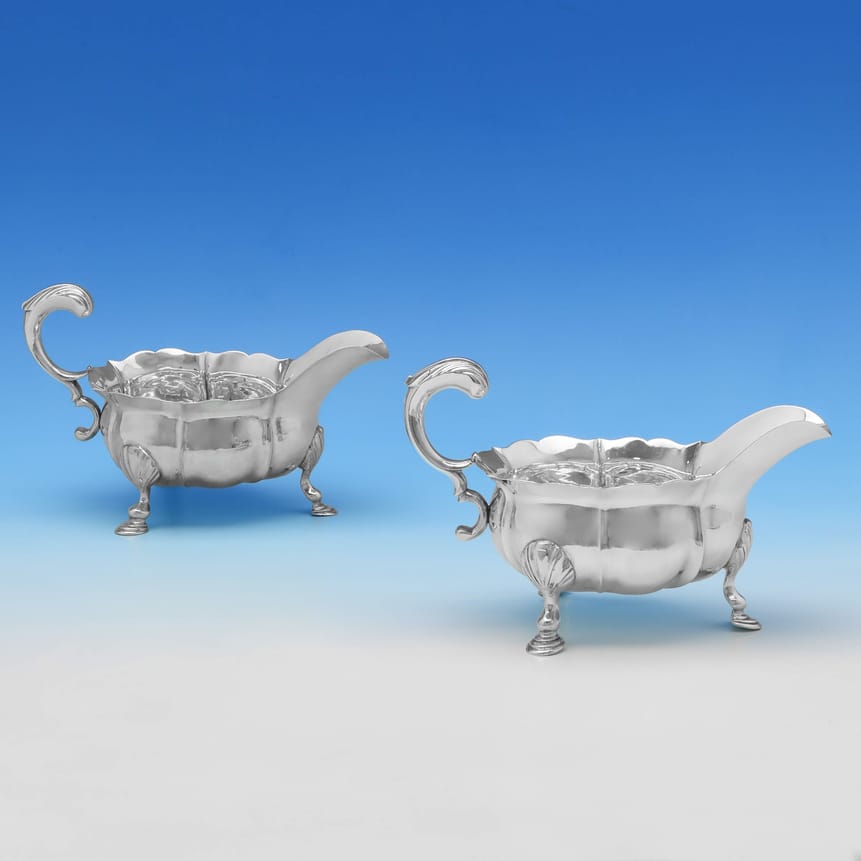 Antique Sterling Silver Pair Of Sauce Boats - John Pollock Hallmarked In 1749 London - Georgian - Image 2