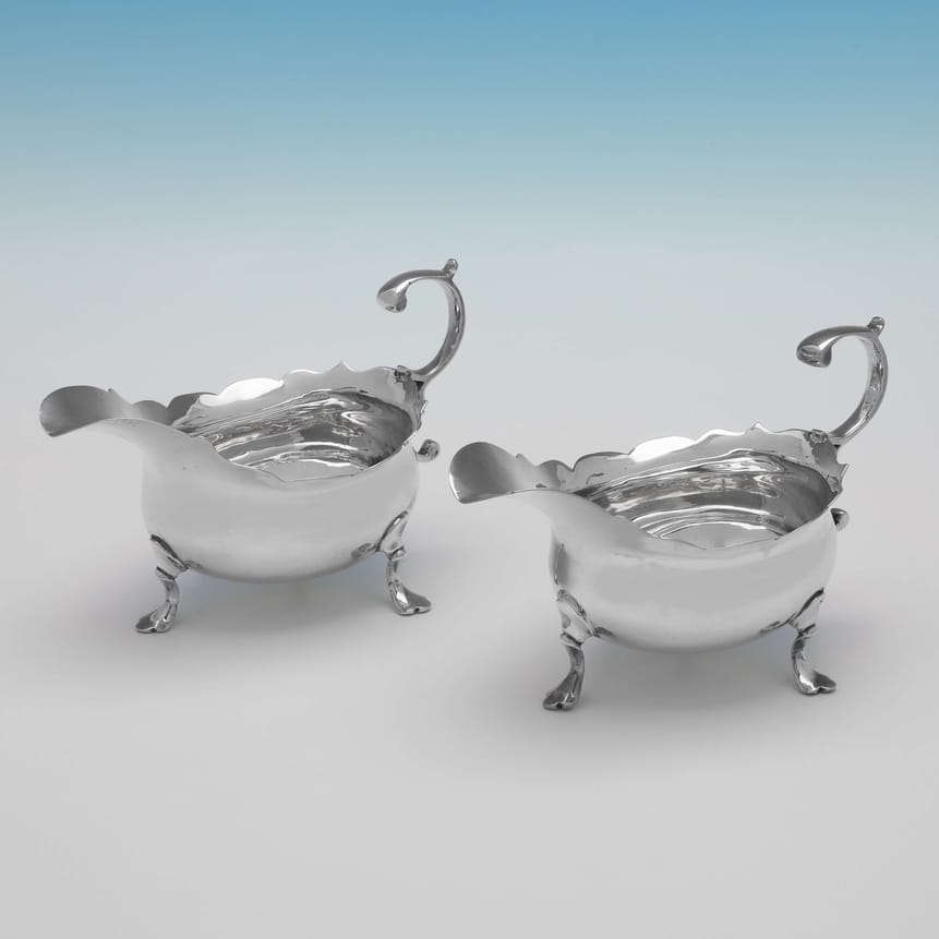 Antique Sterling Silver Pair Of Sauce Boats - David Mowden Hallmarked In 1751 London - Georgian - Image 5