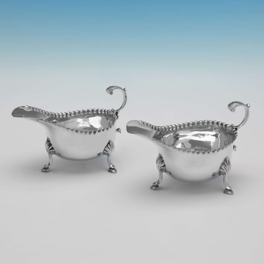 Antique Sterling Silver Pair Of Sauce Boats - Unknown Hallmarked In 1899 London - Victorian - Image 5