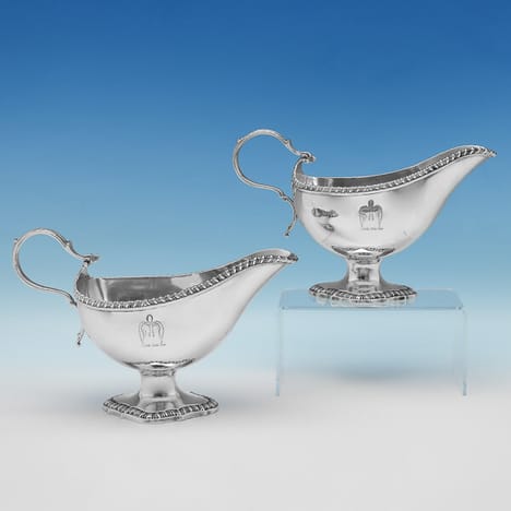 Antique Sterling Silver Pair Of Sauce Boats - John Carter II Hallmarked In 1772 London - Georgian - Image 5