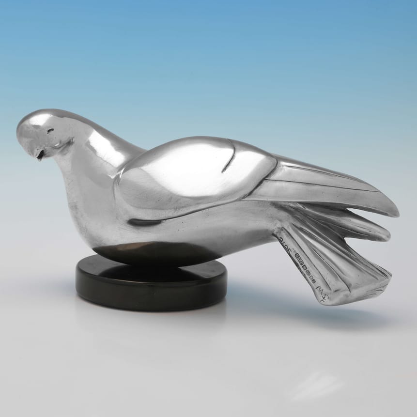 Sterling Silver Dove Sculpture - Morris Singer Foundry Hallmarked In 1999 London - Elizabeth II - Image 1