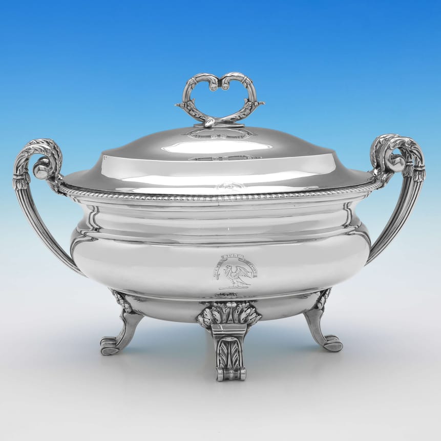 Antique Sterling Silver Soup Tureen - William Pitts Hallmarked In 1799 London - Georgian - Image 1