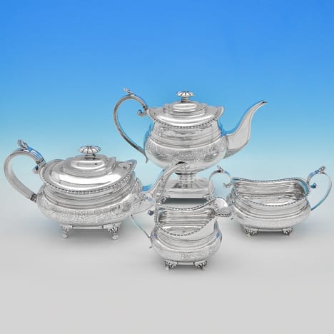 Antique Sterling Silver Four Piece Tea Set - Napthali Hart Hallmarked In 1815 London - Georgian - Image 1