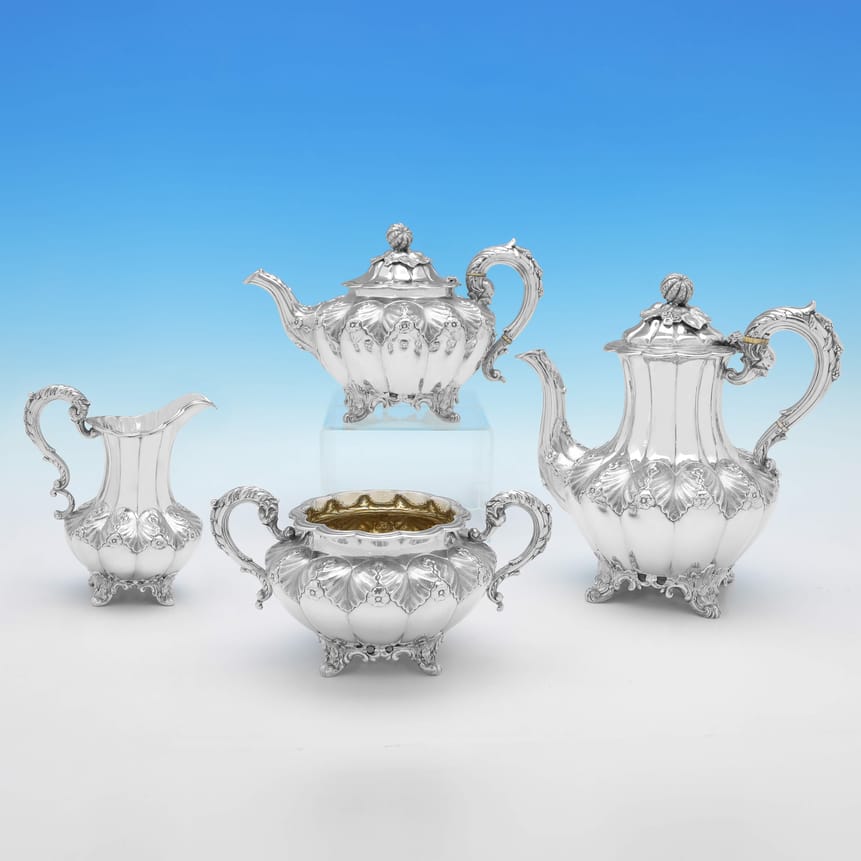 Antique Sterling Silver Tea Sets -  Savory Brothers Hallmarked In 1851 London - Victorian - Image 1