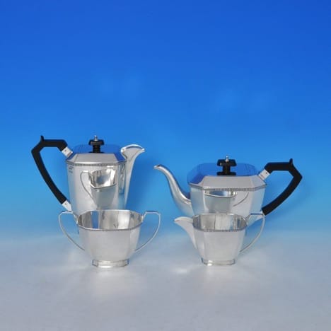 Sterling Silver Four Piece Teaset - Stower & Wragg Hallmarked In 1945 Sheffield - George VI  - image 1