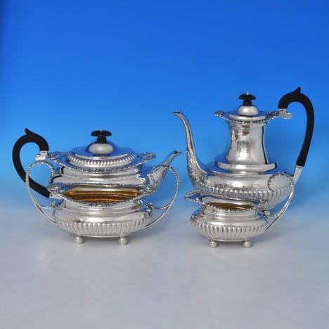 Antique Sterling Silver Four Piece Teaset - Barnard Brothers Hallmarked In 1896 London - Victorian - image 1