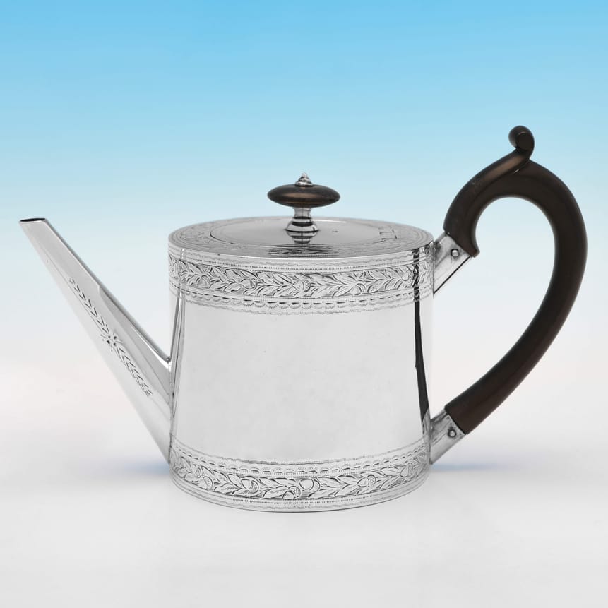 Antique Sterling Silver 'Drum' Teapot - John Emes Hallmarked In 1798 London - Georgian - Image 5