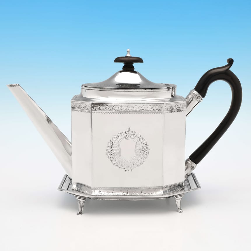 Antique Sterling Silver Teapot On Stand - George Smith II & Thomas Hayter Hallmarked In 1793 London - Georgian - Image 1