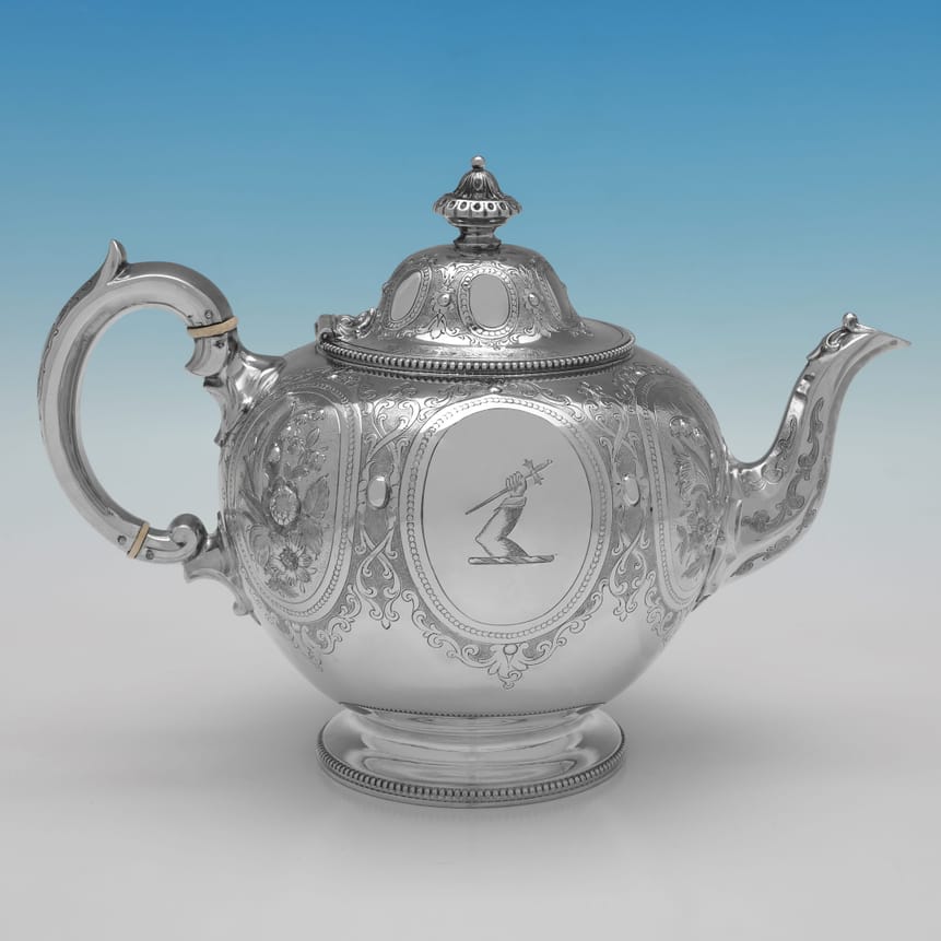 Antique Sterling Silver Teapot - Edward & John Barnard, hallmarked in 1863 London - Victorian