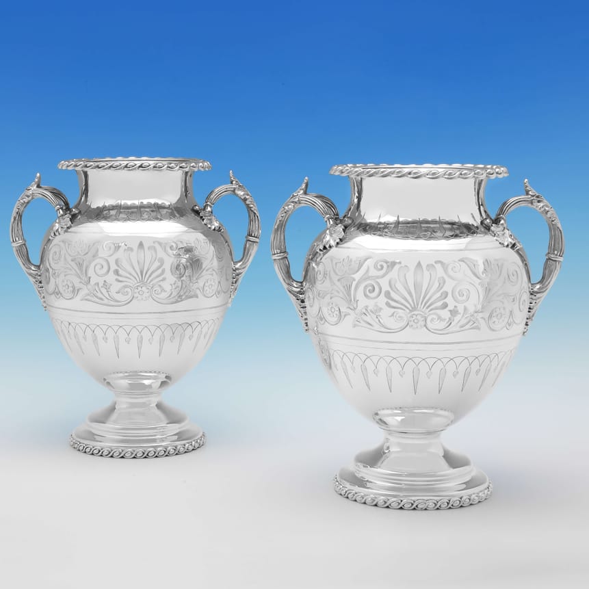 Antique Silver Plate Wine Coolers - Thomas Bradbury & Sons Made Circa 1860 Unknown - Victorian - Image 1